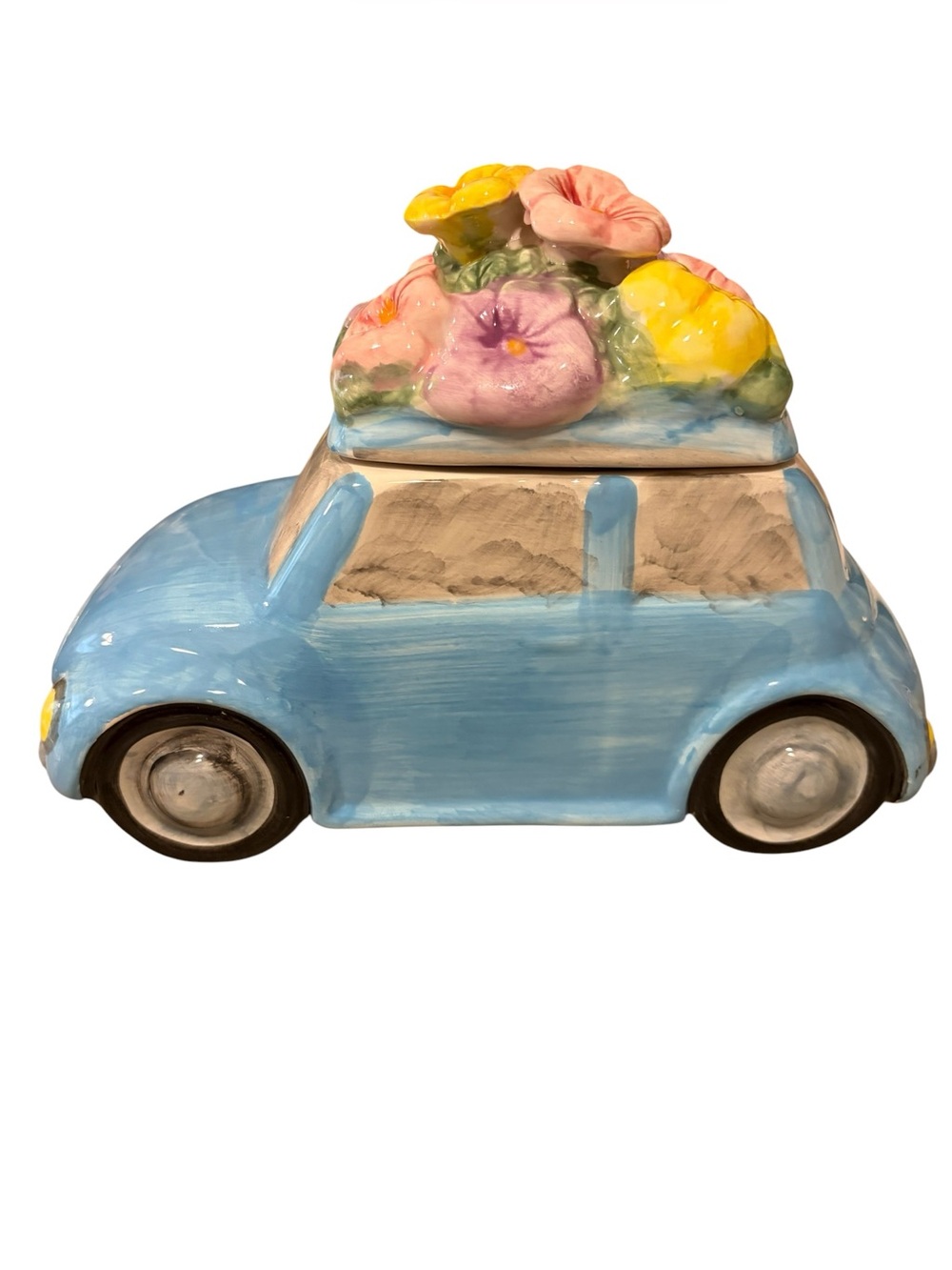 Maxcera VW beetle look hand painted ceramic cookie jar